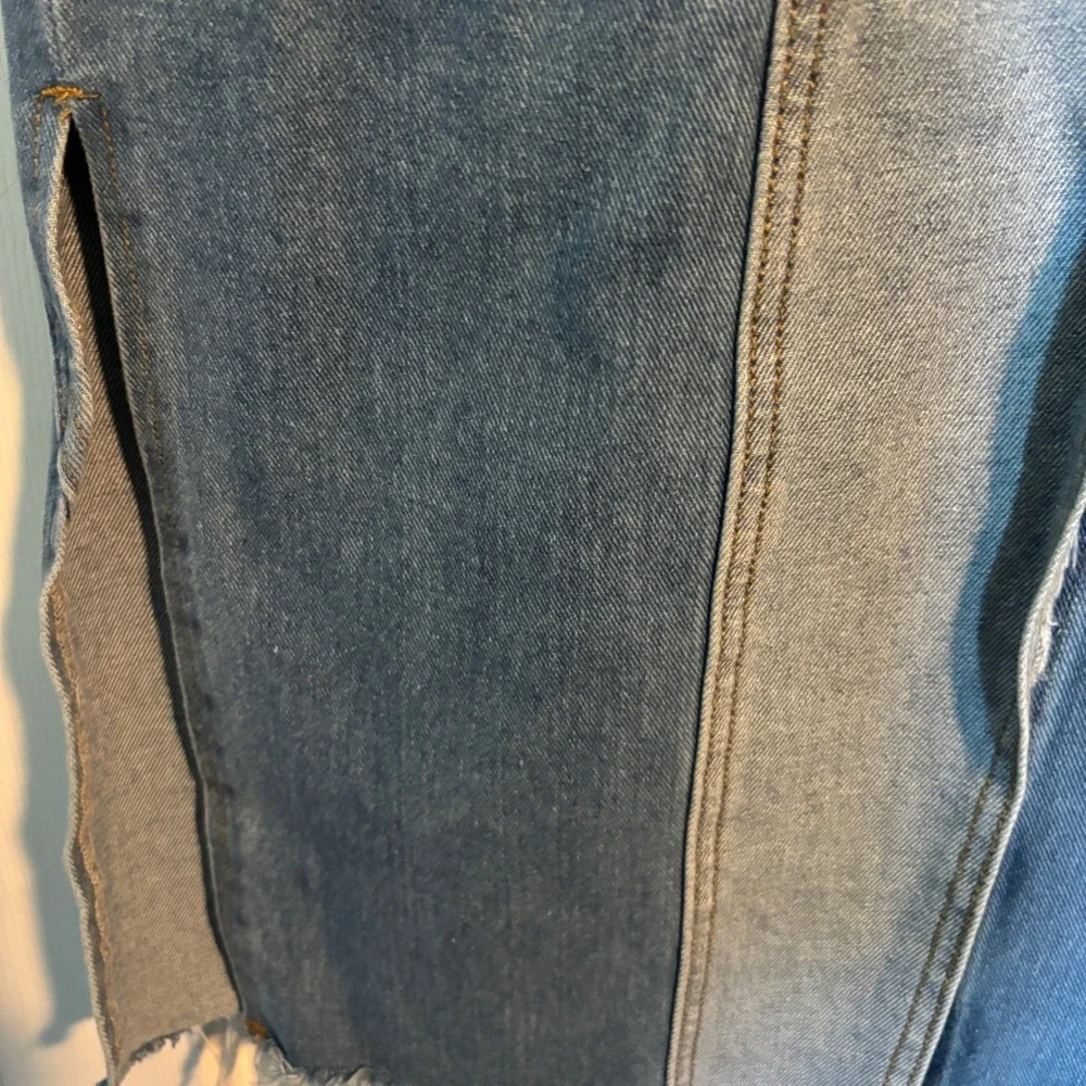 Nasty Gal Boho Western Festival Patchwork Denim Raw Hem Side Slit Midi Skirt 10 - Picture 7 of 15